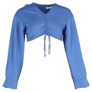 Christopher Esber Long Sleeve Cropped Top in Blue Polyester